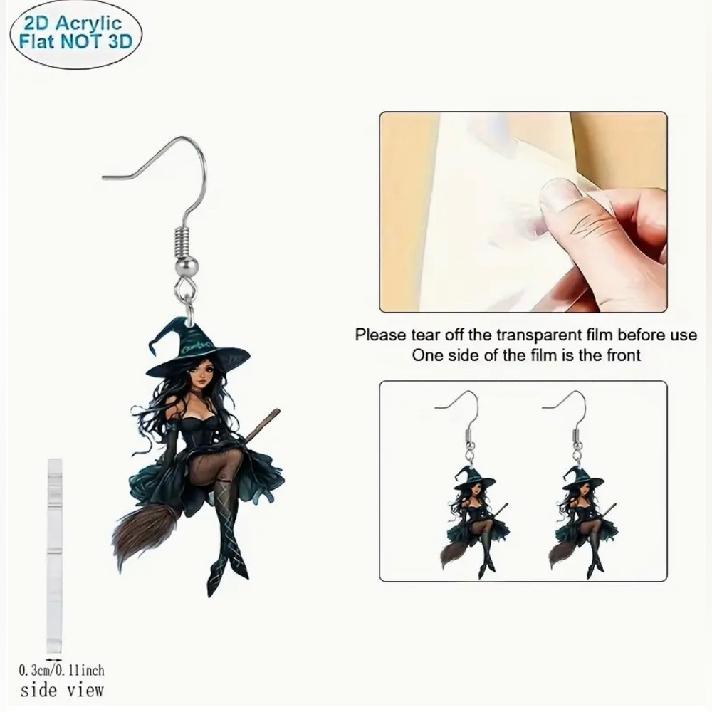 Gothic Witch Earrings Sexy Halloween New - Picture 7 of 8